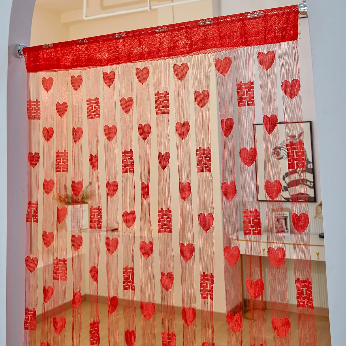 Double Happiness Heart Hanging Curtain main product images 2
