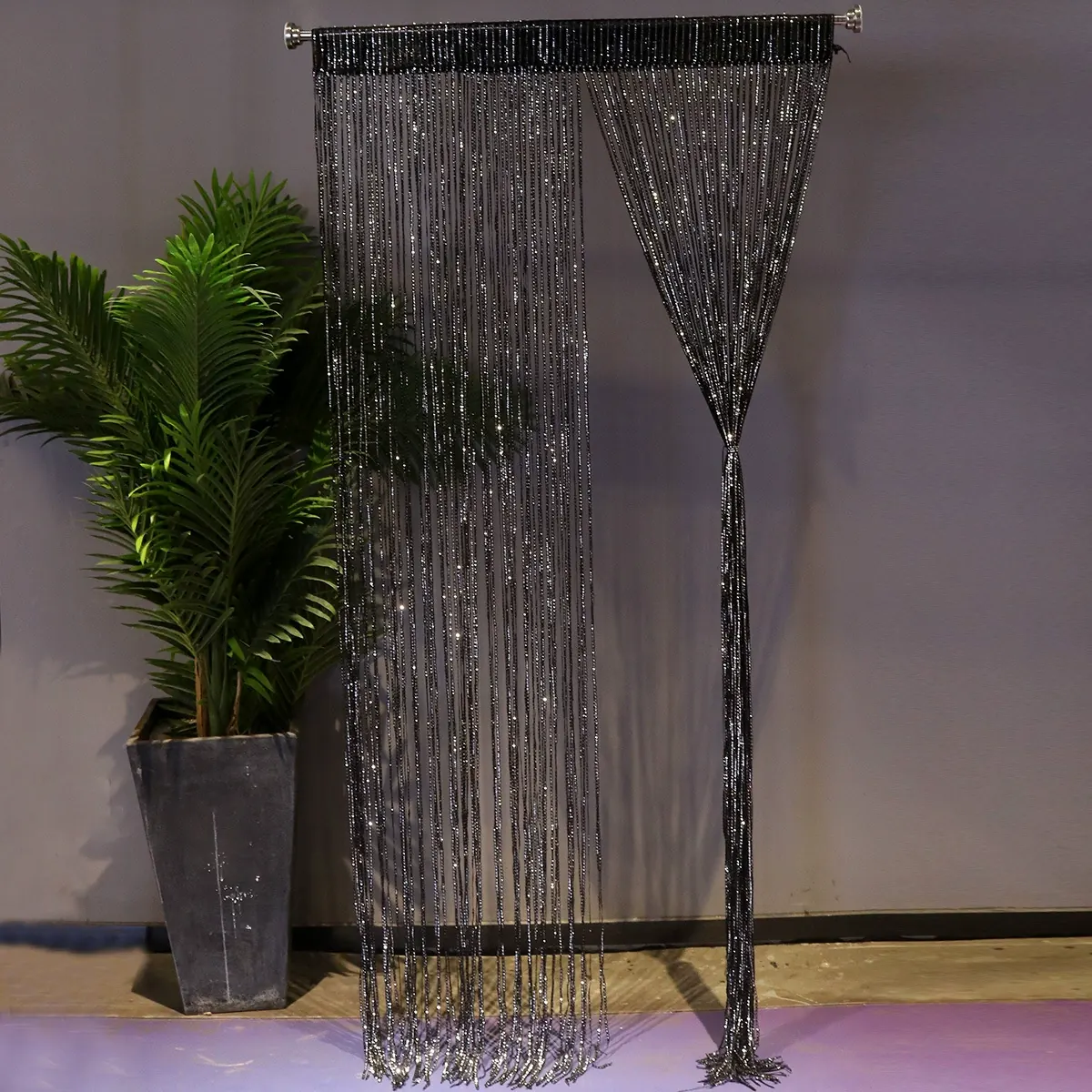 Flat Silver Metallic Foil Curtain Style 05 main product images 2