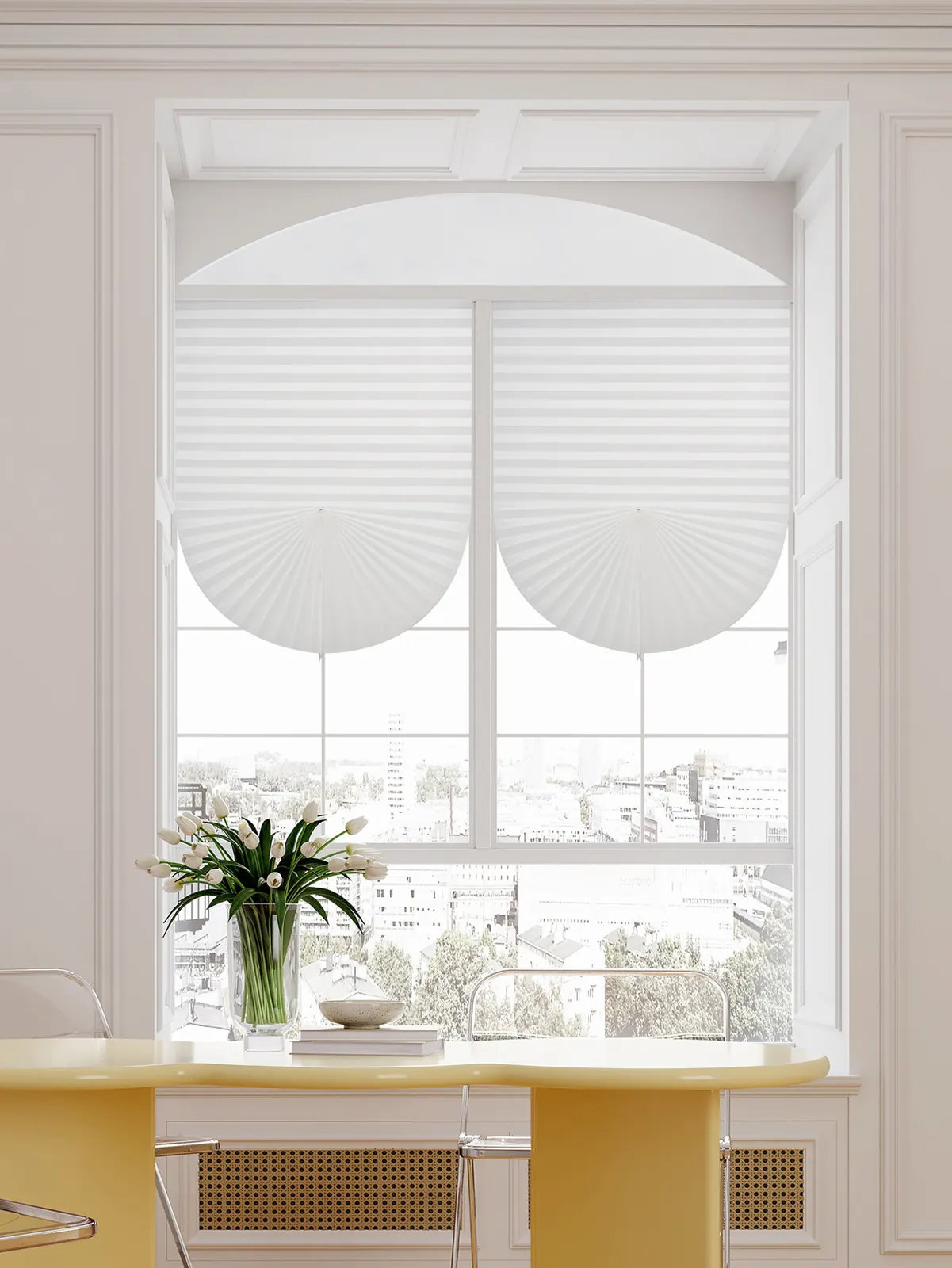 Self-Adhesive Pleated Light-Filtering Shade construction and application details 1