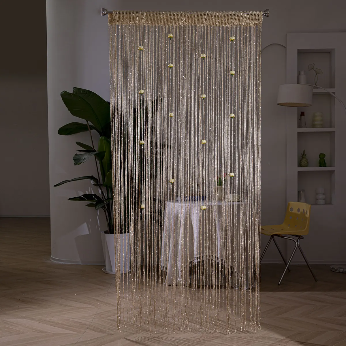 Linked Rose Flower String Curtain Style 03 construction and application details 2
